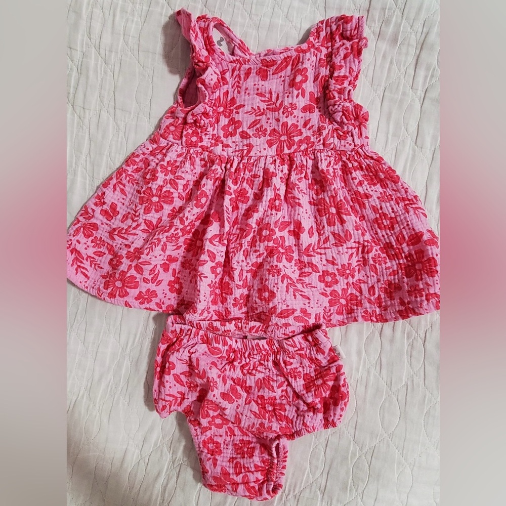 Charming Pink Floral Kids Dress Set